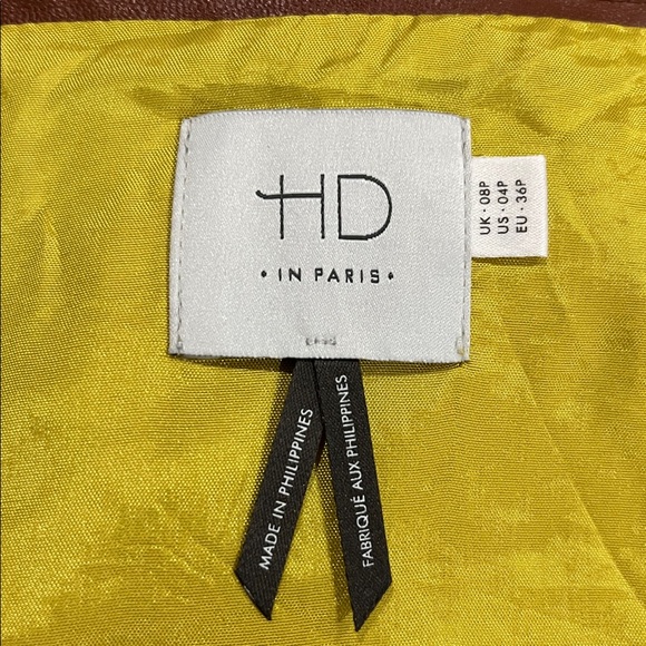 HD in Paris Asymmetrical Yellow And Brown Skirt Size 4 Petite - Picture 3 of 4